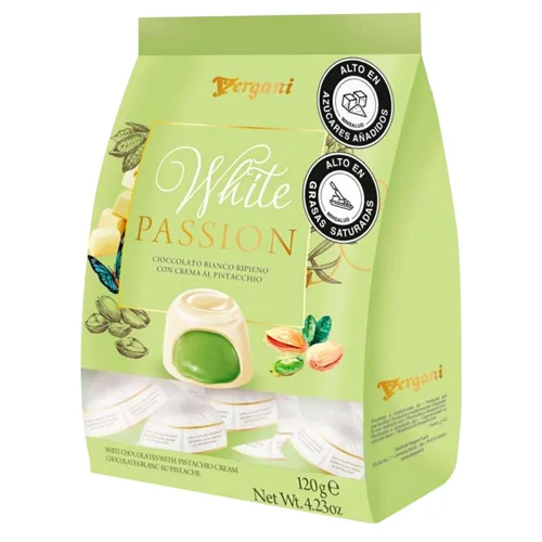 Цукерки Vergani з фісташковим кремом в білому шоколаді 120г