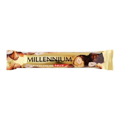 Шоколад чорний з начинкою та цілими лісовими горіхами Golden Nut Millennium м/у 40г