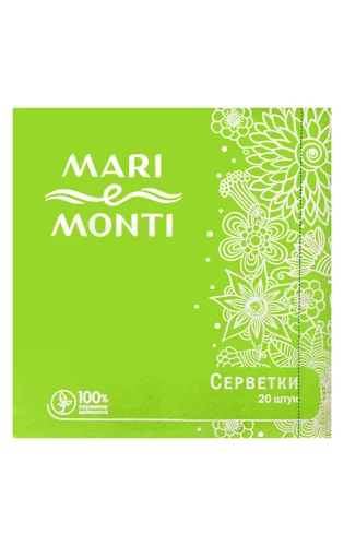 Паперові Серветки MARI e MONTI салатові, 20 шт, в/ґ