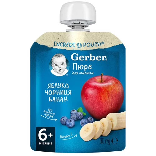 Пюре Gerber Яблуко чорниця банан 90г