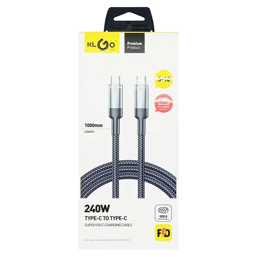 Кабель Klgo передачі даних USB-PD/120W Type-C to Type-C 1м S-10