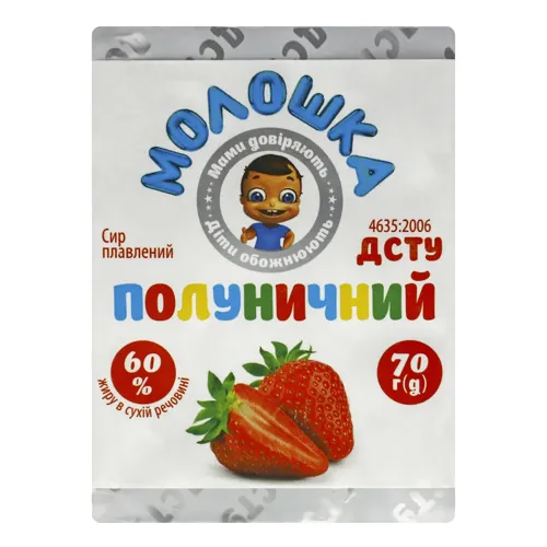 Сир плавлений 60% Полуничний Молошка м/у 70г