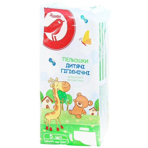 Пелюшки Auchan дитячі 60х90см 5шт