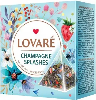 Чай Lovare Shampagne Splashes суміш чорного та зеленого в пірамідках 15*2г