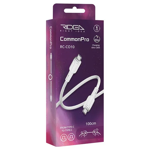 Кабель Ridea USB RC-CO10 Common Pro 60W Type-C to Type-C білий