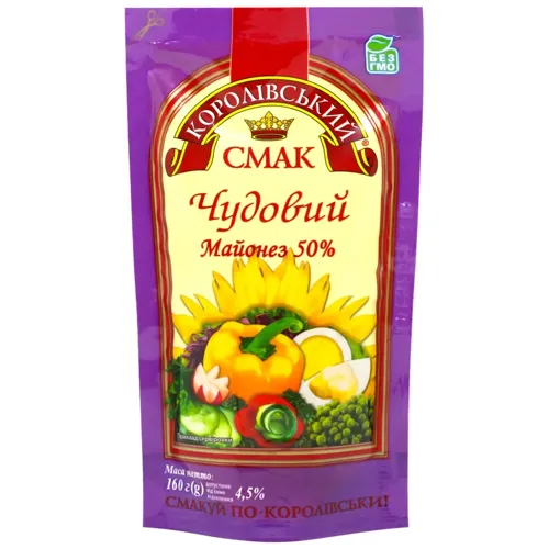 Майонез 50% Чудовий Королівський смак 160г д/п