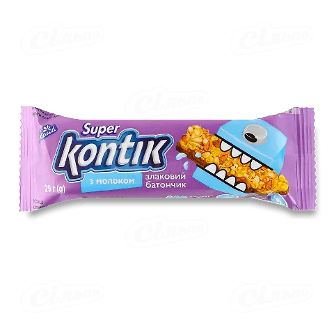 Батончик Konti Super Kontik злаковий з молоком, 29г
