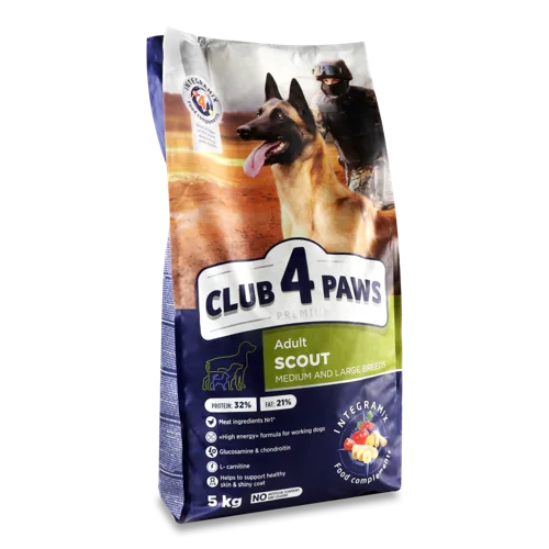 Корм сухий для дорослих робочих собак середніх та великих порід, Premium Club 4 Paws, м/у, 5 кг