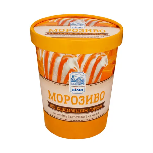 Морозиво 12% під карамельним соусом Лімо відро 500г