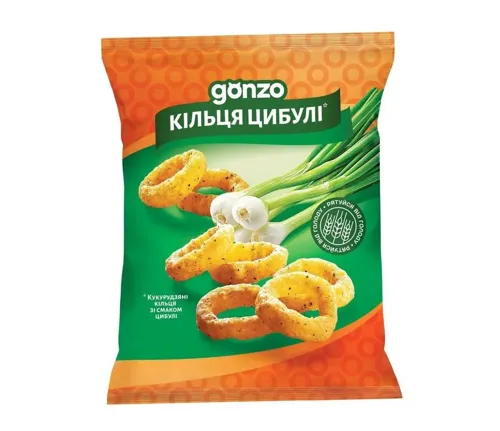 Кільця кукурудзяні Gonzo зі смаком цибулі 35г