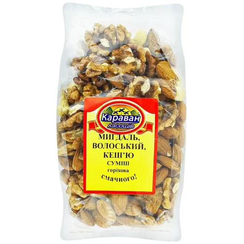 Суміш горіхова Караван Ласощів мигдаль, волоський, кеш'ю 180г
