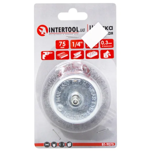 Щітка Intertool торцева зі стержнем 1/4 75мм