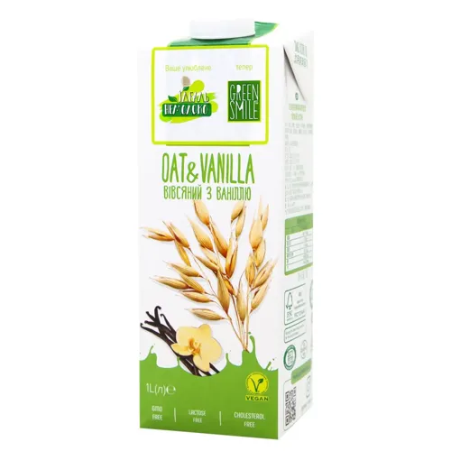 Напій вівсяний «Green Smile» з ваніллю 1,5%, 1л