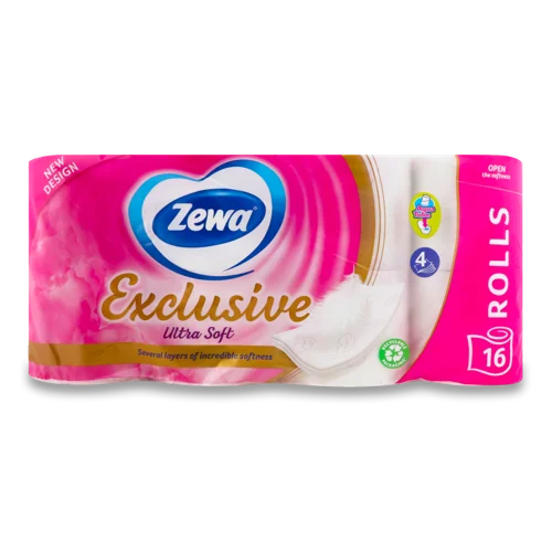 Папір Туалетний 4-Шаровий Ultra Soft Exclusive Zewa, 16 шт