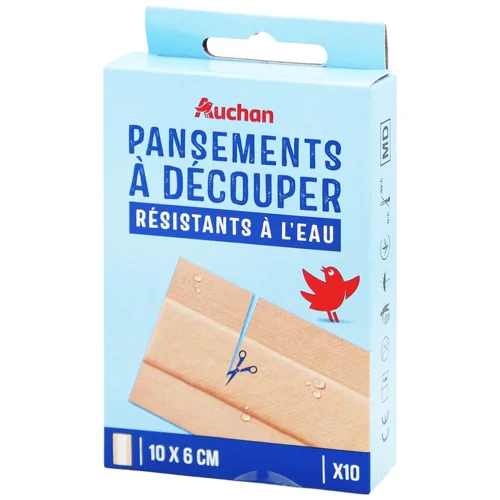Пластир Auchan відрізний 6*10см 10шт