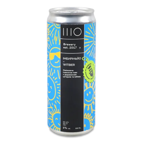Пиво Світле Нефільтроване Непастеризоване Імбиріньйо Шо Brewery, 0.33л, 5% в/ґ, з/б