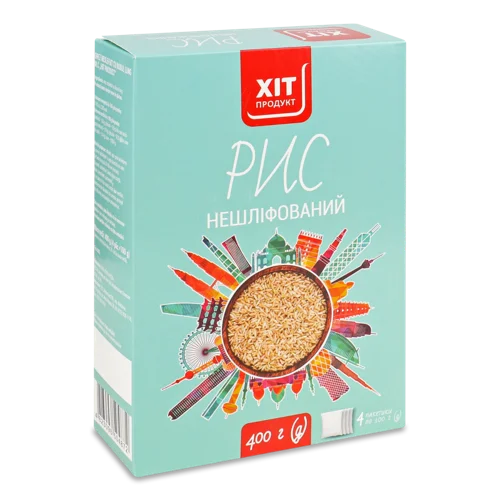 Рис Довгозернистий Нешліфований, к/у 4х100г