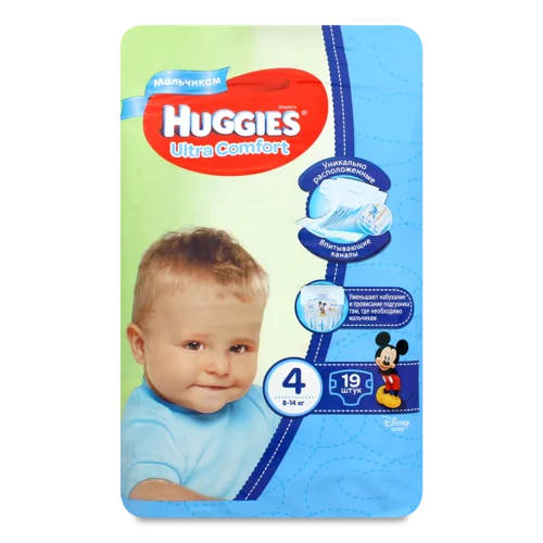 Підгузки Для Хлопчиків Ultra Comfort Huggies, В/ґ, 19шт, 8-14кг