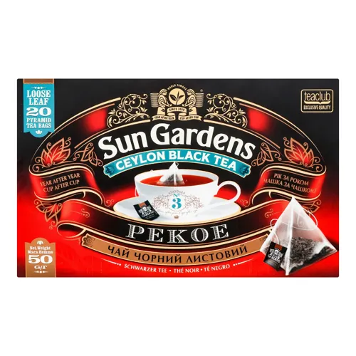 Чай чорний Sun Gardens Pekoe в пірамідках 2,5г х 20шт