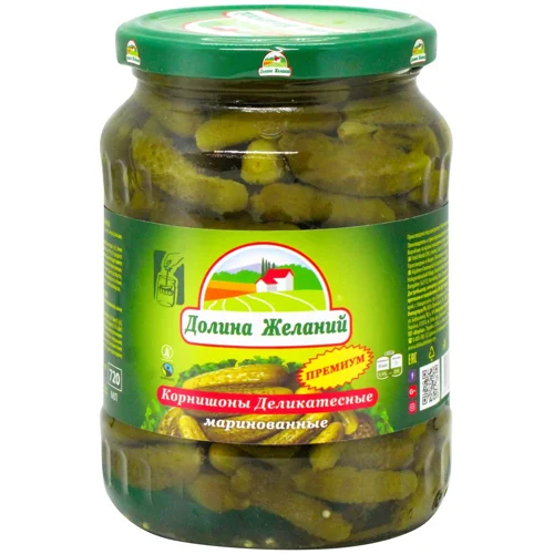 Корнішони Долина Бажань Делікатесні 640г