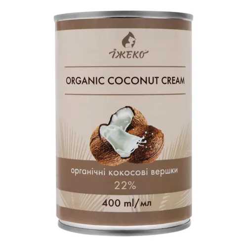 Вершки 22% кокосові Їжеко з залізній банці 400мл