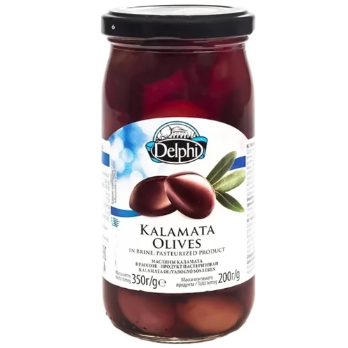 Маслини Delphi Каламата з кісточкою в розсолі 350г