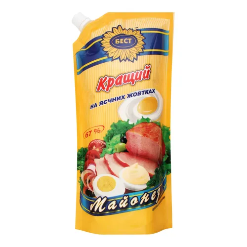 Майонез 67% на яєчних жовтках Кращий Бест д/п 650г