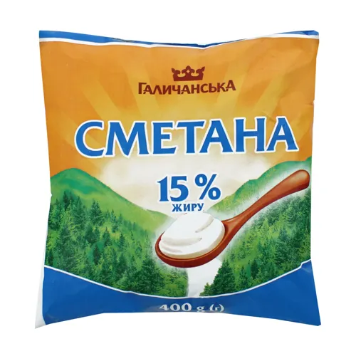 Сметана «Галичанська» 15% п/е, 370г