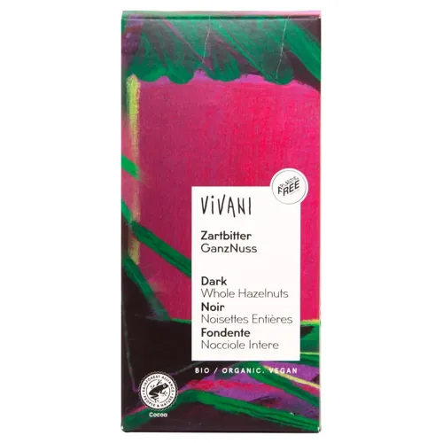 Шоколад чорний Vivani органічний з цільною ліщиною 100г