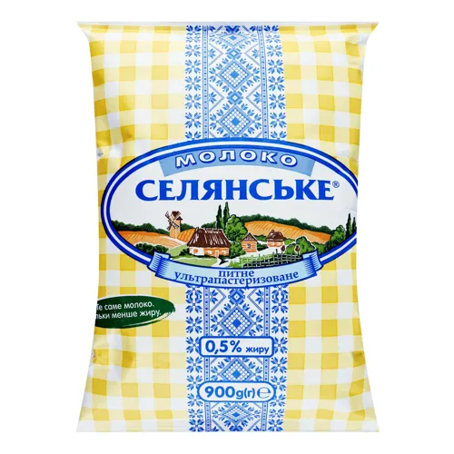 Молоко 0.5% ультрапастеризоване Селянське т/п 900г