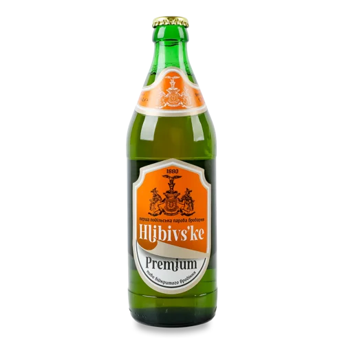 Пиво Світле Фільтроване Відкритого Бродіння Hlibivs`ke Premium Перша Подільська Парова Броварня 0.5л 5.2%