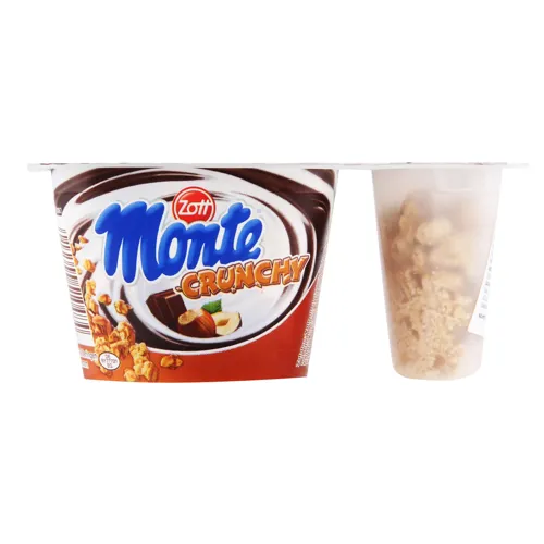 Десерт 13.3% молочний з шоколадом і лісовими горіхами + хрустка суміш Crunchy Monte Zott 125г