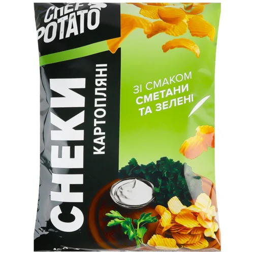 Снеки Сhef Potato картопляні зі смаком сметани та зелені 120г