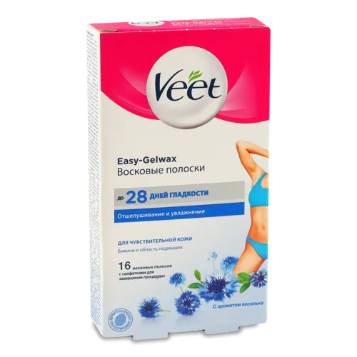 Воскові Смужки Для Чутливої Шкіри Easy-Gelwax Veet, 16шт