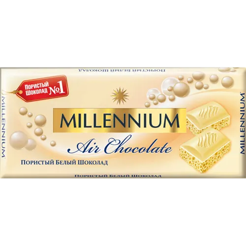 Шоколад Millennium білий пористий, 100г