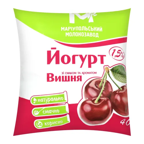Йогурт 1.5% Вишня Маріупольський молокозавод м/у 400г