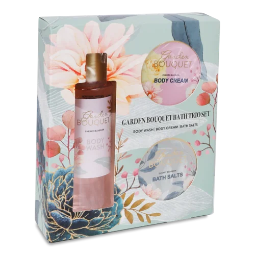 Подарунковий Набір Гель для Душу + Крем для Тіла + Сіль для Ванної Bath Trio Garden Bouquet Landy International, 1шт