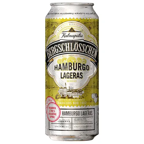 Пиво Kalnapilis Bergschlosschen Hamburgo Lageras фільтроване світле пастеризоване 0,5л