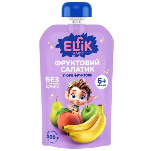 Пюре Elfik Magic яблуко-груша-персик-банан 100г