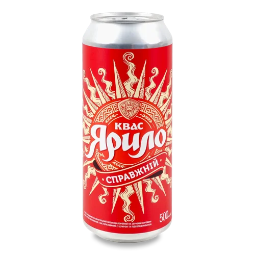 Напій Бродіння Безалкогольний Низькокалорійний На Зерновій Сировині Квас Справжній Ярило з/б 500мл