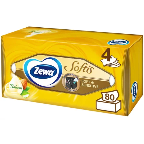 Серветки Zewa Softis Soft & Sensitive косметичні чотиришарові 80шт
