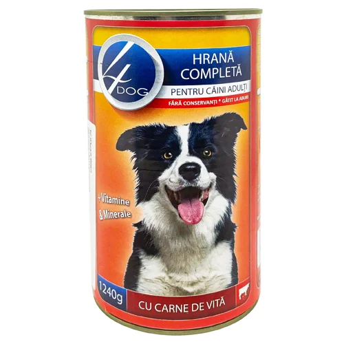Корм вологий 4Dog з яловичини для собак 1240г