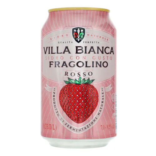 Сидр 0.33л 7-8.5% газований солодкий міцний червоний Fragolino Rosso Villa Bianca з/б