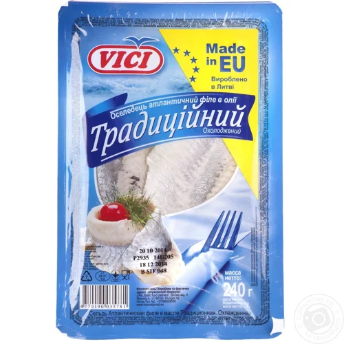 Оселедець Vici Традиційне філе в олії охолоджений 240г