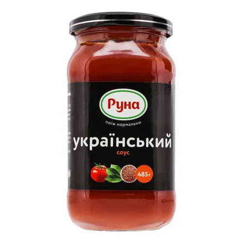 Соус стерилізований з цукром та підсолоджувачем Український Руна 485г
