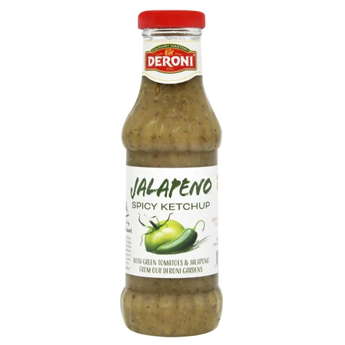 Кетчуп Deroni із зеленими томатами та халапеньйо гострий 320г