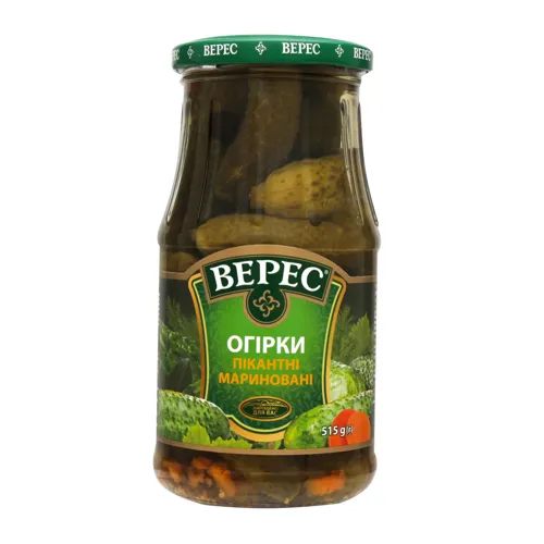 Огірки пікантні мариновані Верес с/б 515г