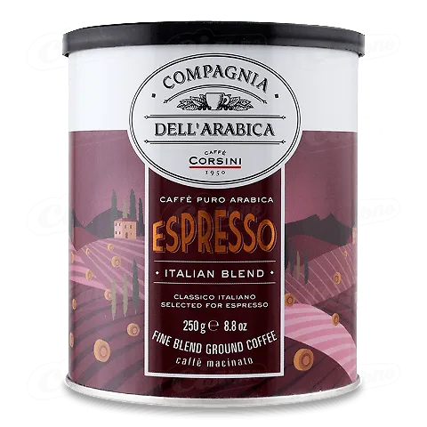 Кава мелена Dell'Arabica «Еспресо» з залізної банки, 250г