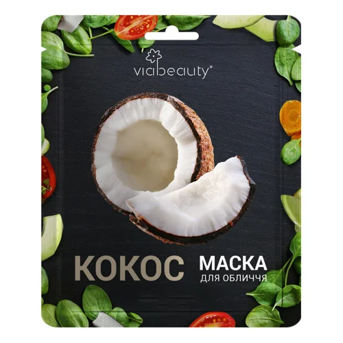 Маска для обличчя Viabeauty тканинна з олією кокоса