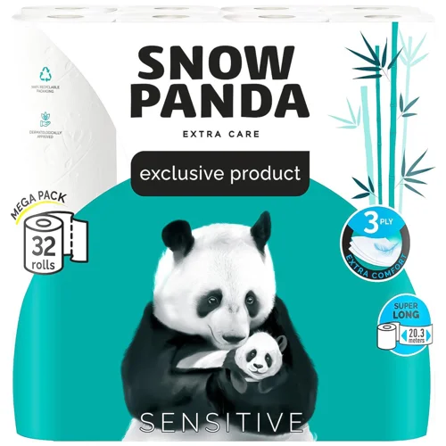 Туалетний папір Сніжна Панда Extra Care Sensitive 3-шаровий 32шт